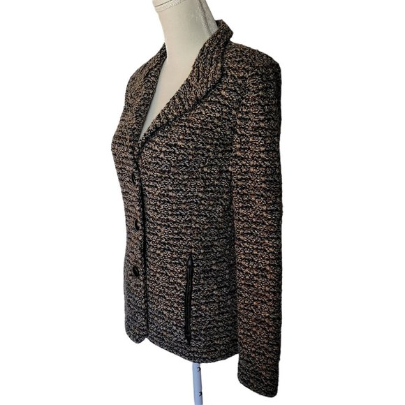 St. John Jacket Blazer Tweed Black Brown Blue Bronze size 8 Pockets Wool Blend - Picture 10 of 16
